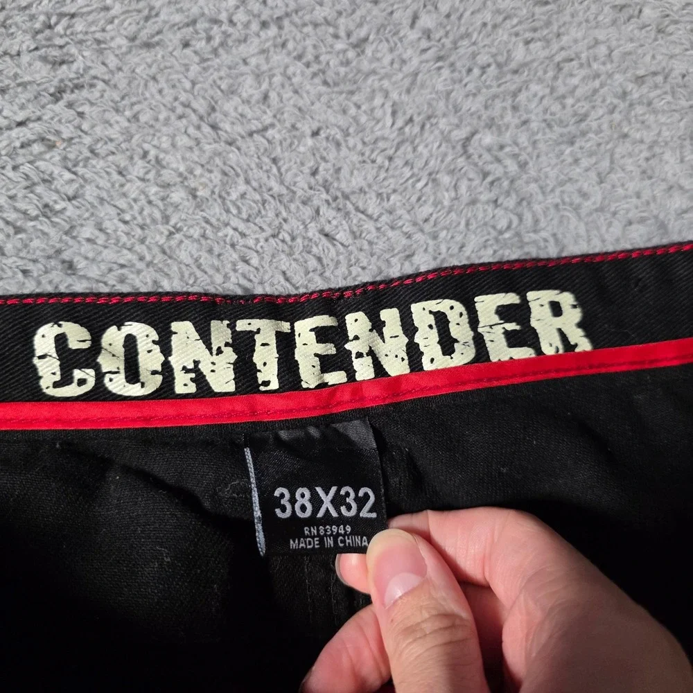 Contender Mens 38x32 Denim Pants Black Distressed Rose Graphic Streetwear Moto